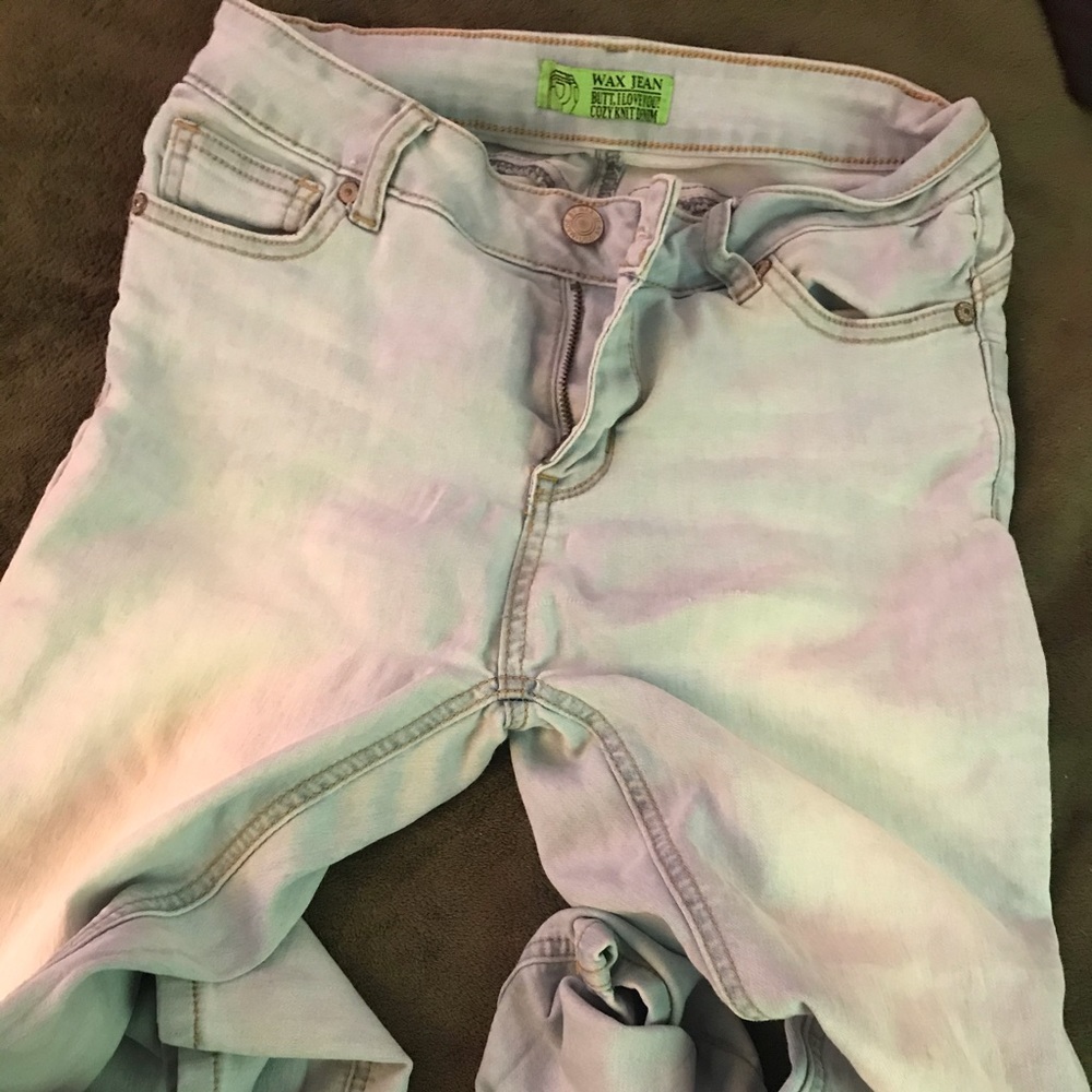 Wax Jeans ; Light Wash, Low Rise .